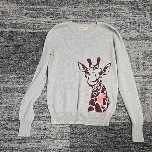 Gray Sweater with Giraffe Design